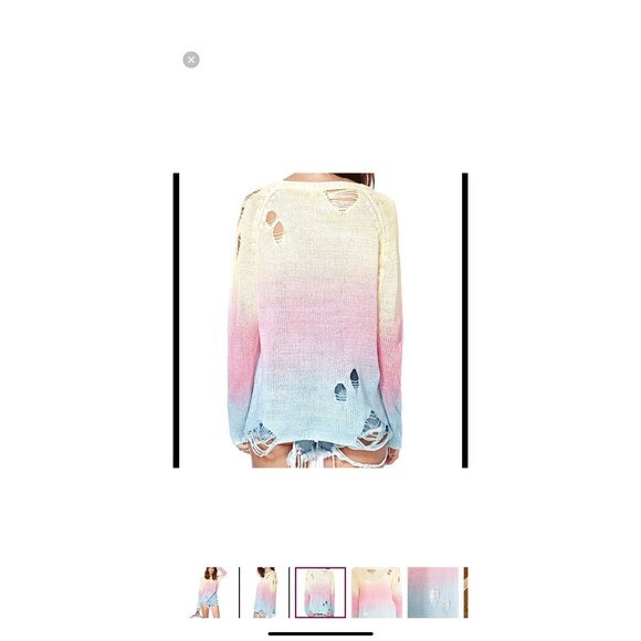 UNIF Sherbert Sweater Pink Yellow Blue Ombré Distressed Womens Size S $110 - Picture 9 of 9